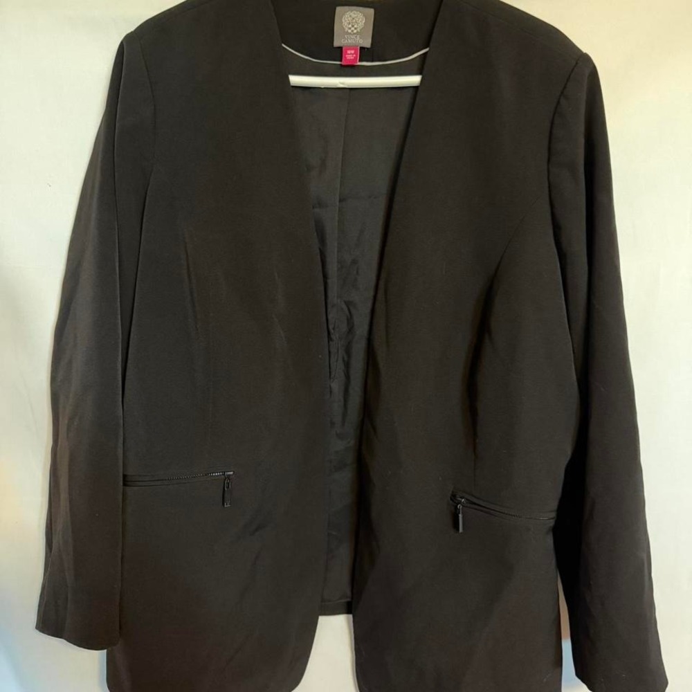 Vince Camuto Black Collarless Open Front Blazer Plus Size 16W‎